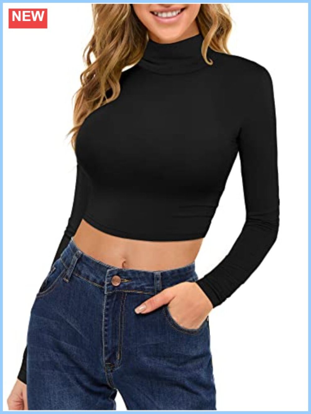 Long Sleeve Mock Neck Crop Top Slim Fit Casual Shirt